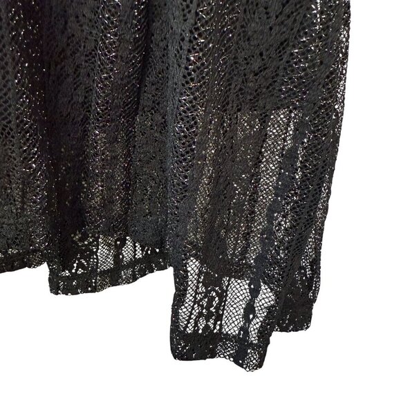 STYLE & CO. Womens Top Medium Petite Mesh Overlay with Tank Black Silver Stretch - Picture 9 of 9